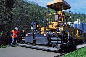 3. Laying of mixture with road finisher